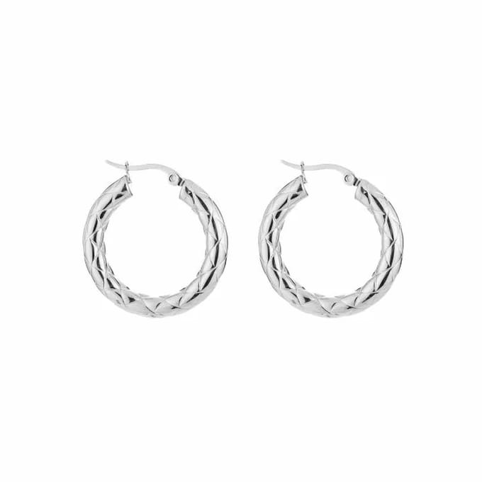 Bijoutheek Oorringen Engraved 5mm Dik Silver
