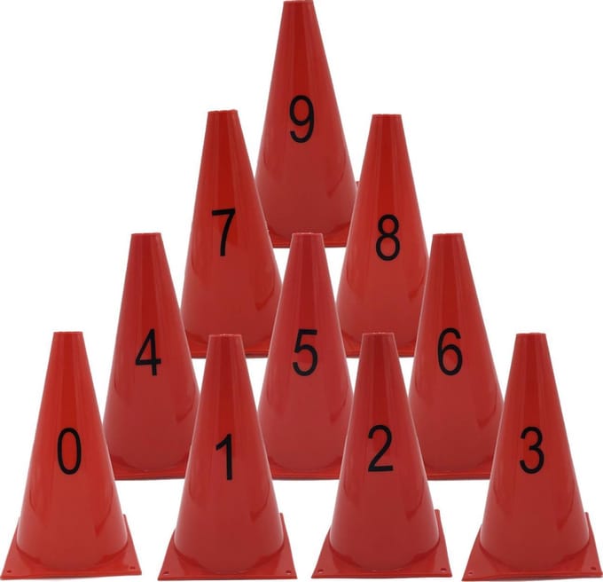 Genummerde Pionnen 0-9 set 10 stuks ROOD