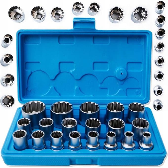 Spline Dopslagsleutel Set 1/2" 8-32mm 19 Delig