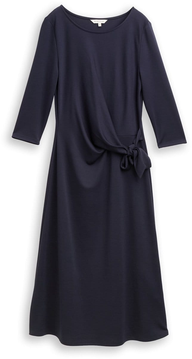 Tom Tailor - Jersey midi-jurk met knoopdetail - Maat 34 - Lunar Eclipse