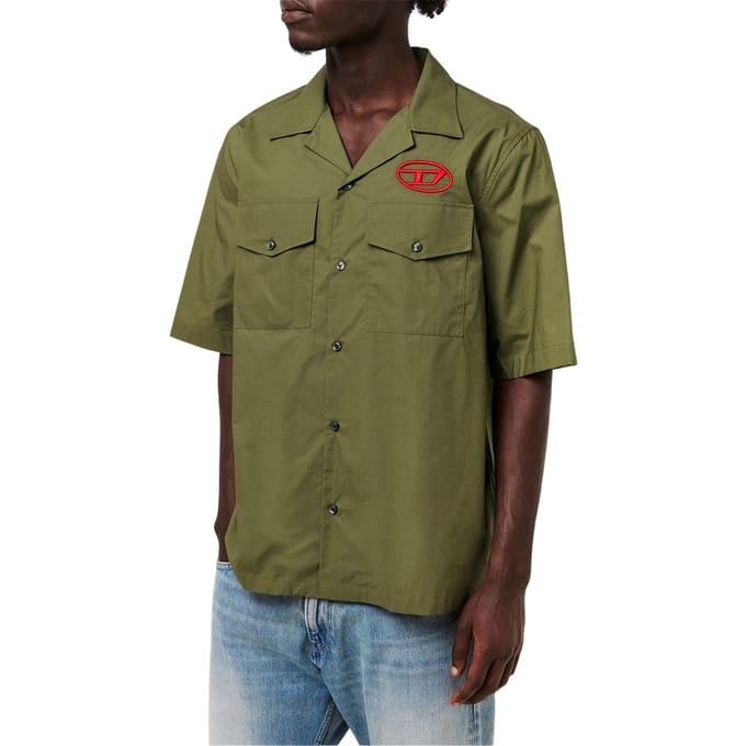 Diesel Heren Regular Overhemd met Korte Mouwen (Ivy Green)