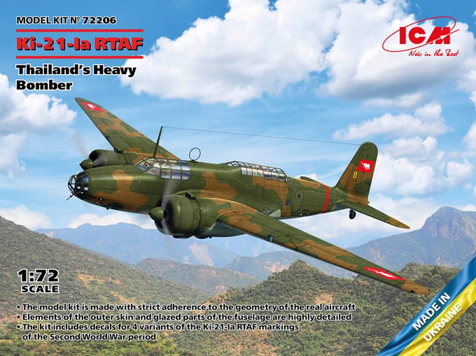 ICM Modelbouwpakket Auto - 72206 Mitsubishi Ki-21-Ia RTAF - Thailands Heavy Bomber Plastic - 1:72 - Modelbouw