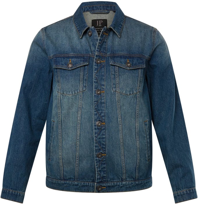 JP 1880 - Heren - Denim jack borstzakken knoopsluiting - Blauw denim - Maat L