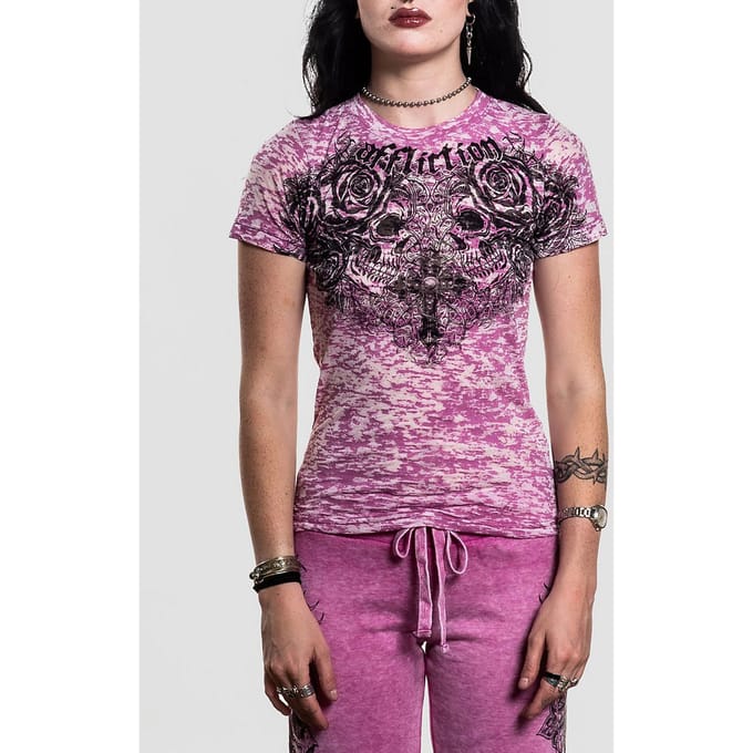Affliction Forgotten Burn Out Baby T-Shirt roze
