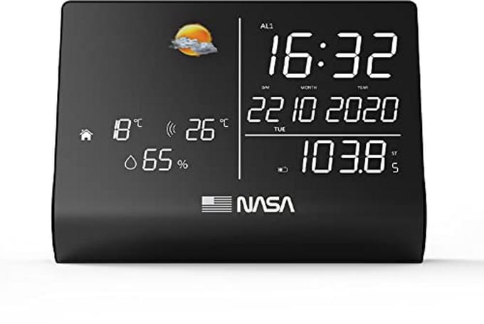 Weerstation en Bluetooth speaker met buitensensor - Zwart - 2-in-1