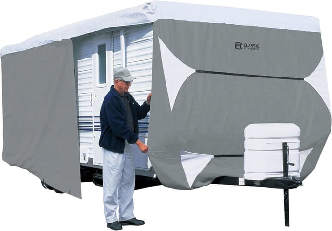 Deluxe Caravanhoes voor Trailers 22 tot 24 Voet Grijs Waterdicht