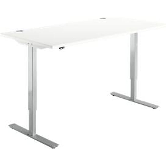 Schäfer Shop  Select Bureautafel START UP, eentraps elektr. in hoogte verstelbaar, B 1600 mm, wit/blank aluminium
