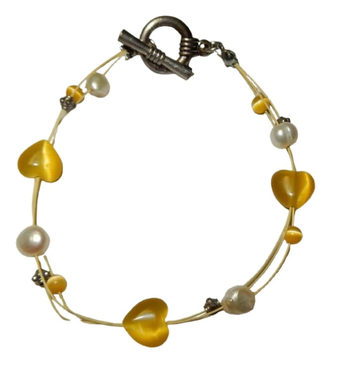 Vintage Armband Kattenoog Hartjes