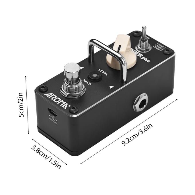 AROMA Loop-pedaal voor elektrische gitaar 24bit/44.1khz Looper-effectpedaal Dual Color LED-status 9.2x3.8x5cm zwart