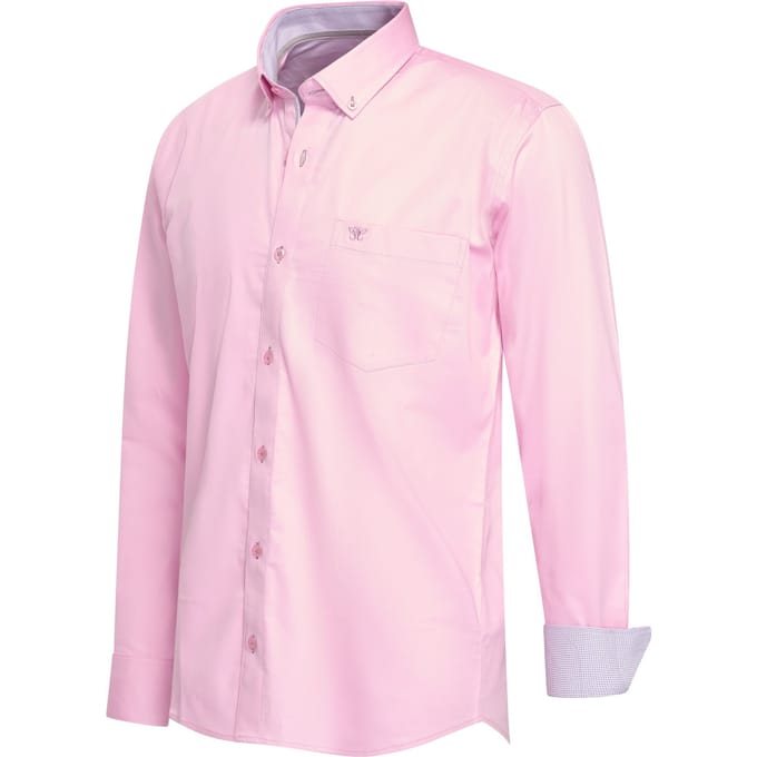 Cappuccino Italia - Heren Overhemden Ancona Stretch - Roze - Maat S
