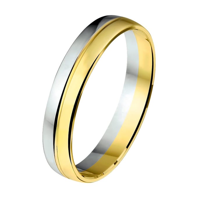 14K Bicolor Geel- En Witgoud Geel/Wit Ring A406 - 4 Mm Zonder Steen 4202225