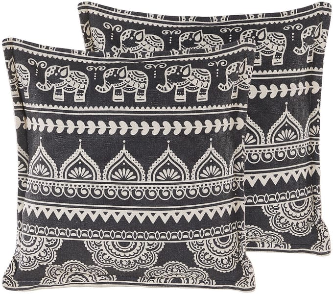 ATABAGI - Sierkussen set van 2 - Zwart/Wit - 45 x 45 cm - Katoen