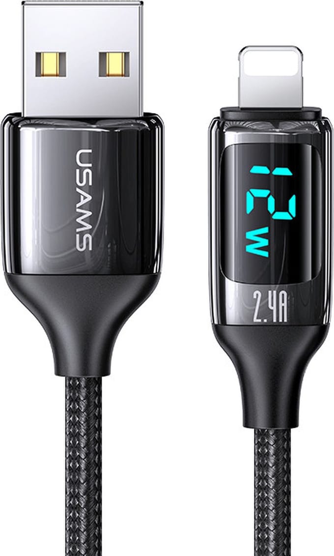 USAMS U78 Serie - Lightning Kabel - 1.2m - Snel Opladen - Zwart