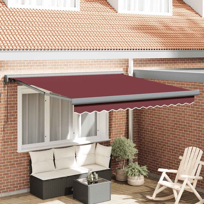 vidaXL - Uitschuifbare - luifel - Bordeaux - met - Antraciet - Frame - 300 - x - 250 - cm
