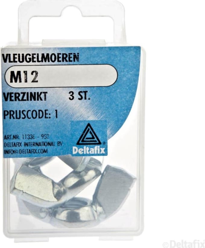 Deltafix vleugelmoer verzinkt m12 din 315 3 st.