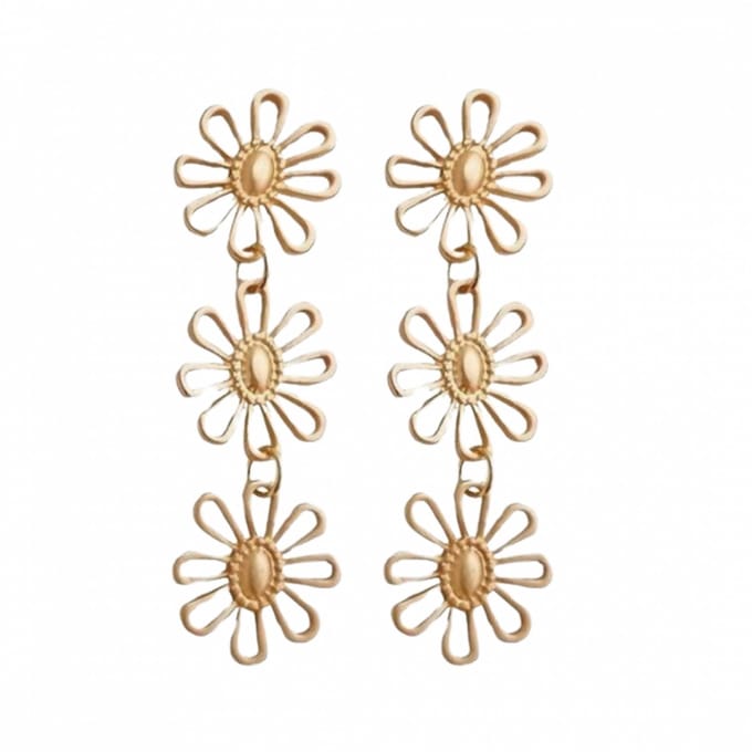 Oorbellen -goudkleur- bloemen-Charme Bijoux