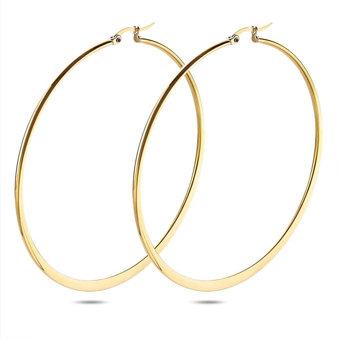 Twice As Nice Oorbellen in goudkleurig edelstaal, oorring7 cm
