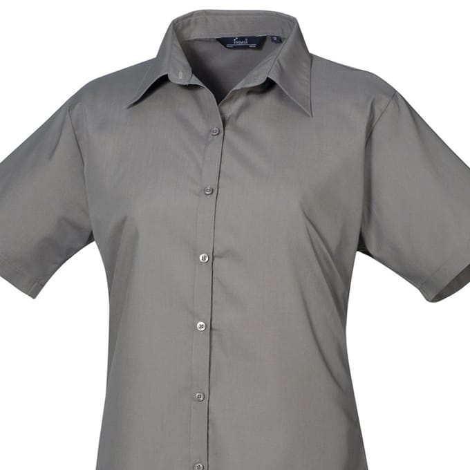 Premier Popeline blouse met korte mouwen / Gewoon werkoverhemd (Donkergrijs)