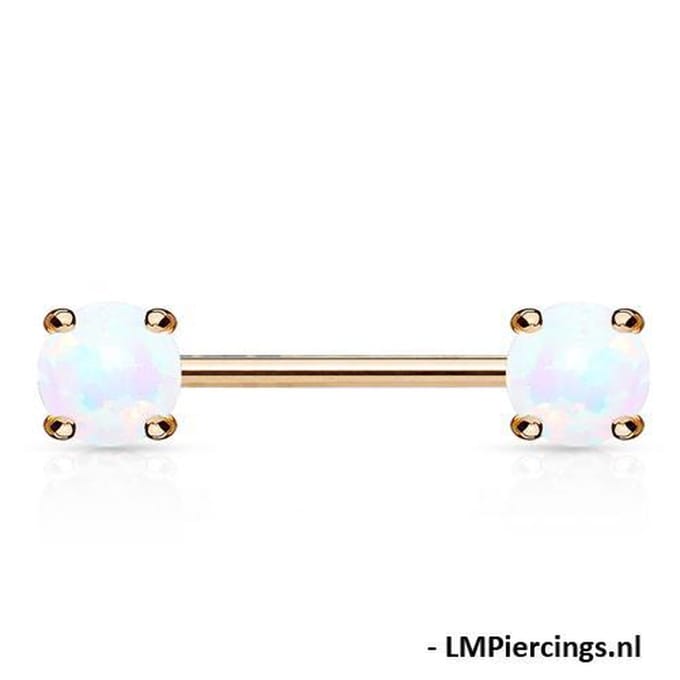 Tepelpiercing opal prong 1.6x12 - rose - LMPiercings