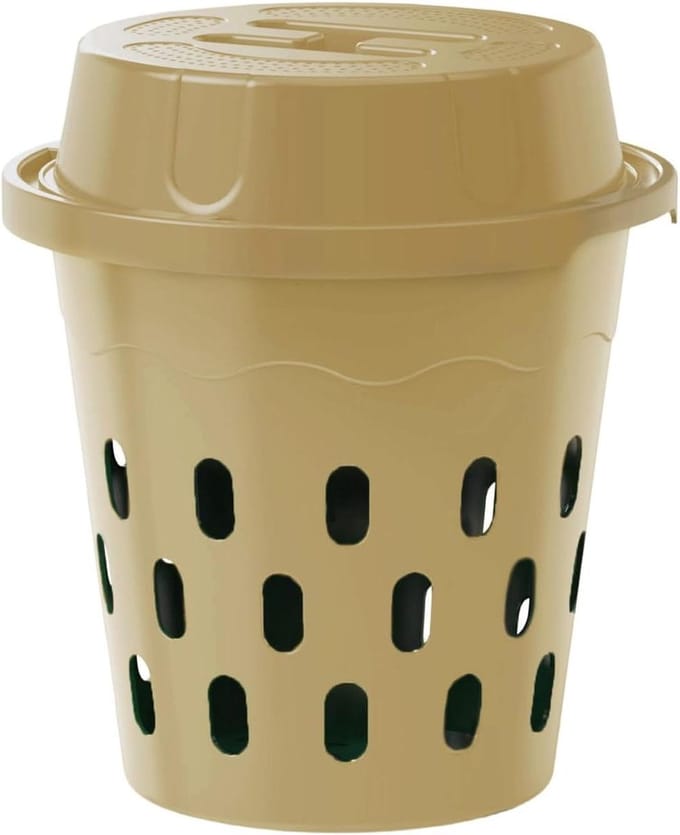 Wormcompostcontainer - Bodem compostbak - Afval verwerken - Verbeterde luchtcirculatie - 26 cm hoog - Beige