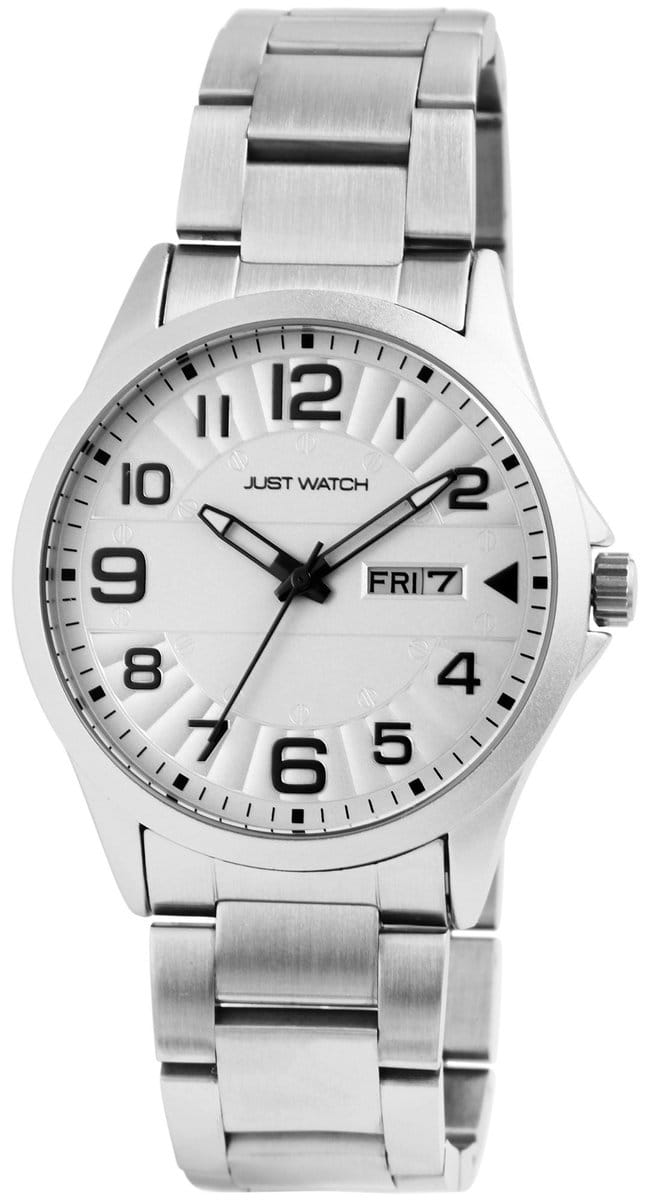 JUST WATCH Herenhorloge roestvrij staal Freddie, datumweergave