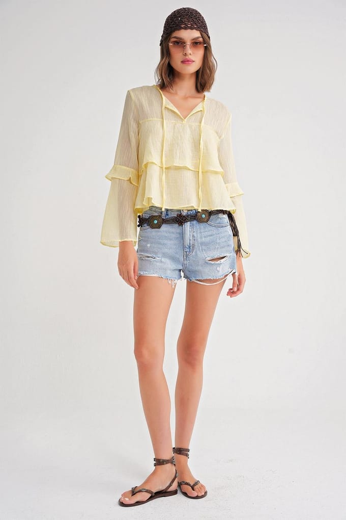 Fleurige Blouse met Strikdetail
