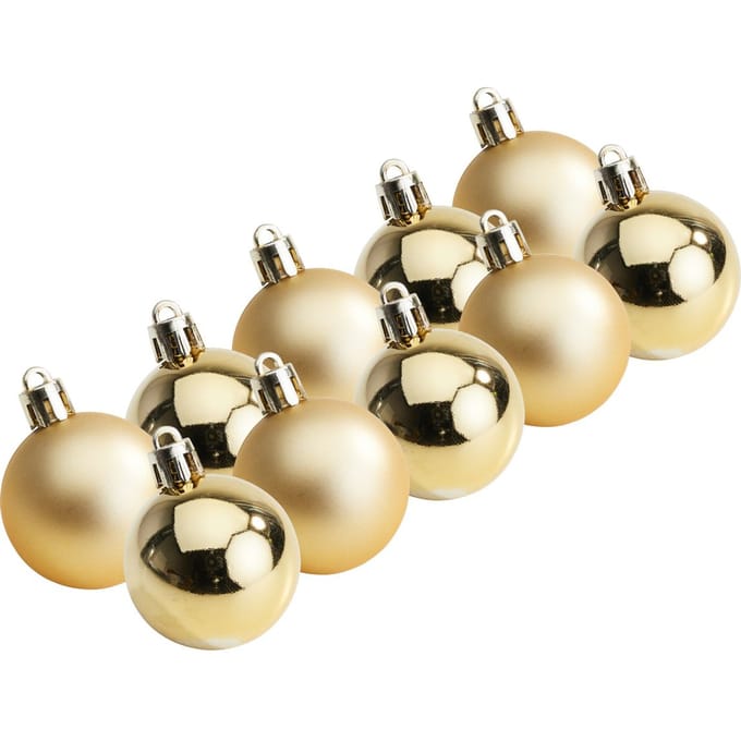 Plastic Kerstballen, 10 stuks, Ø 4,4 cm - Goud