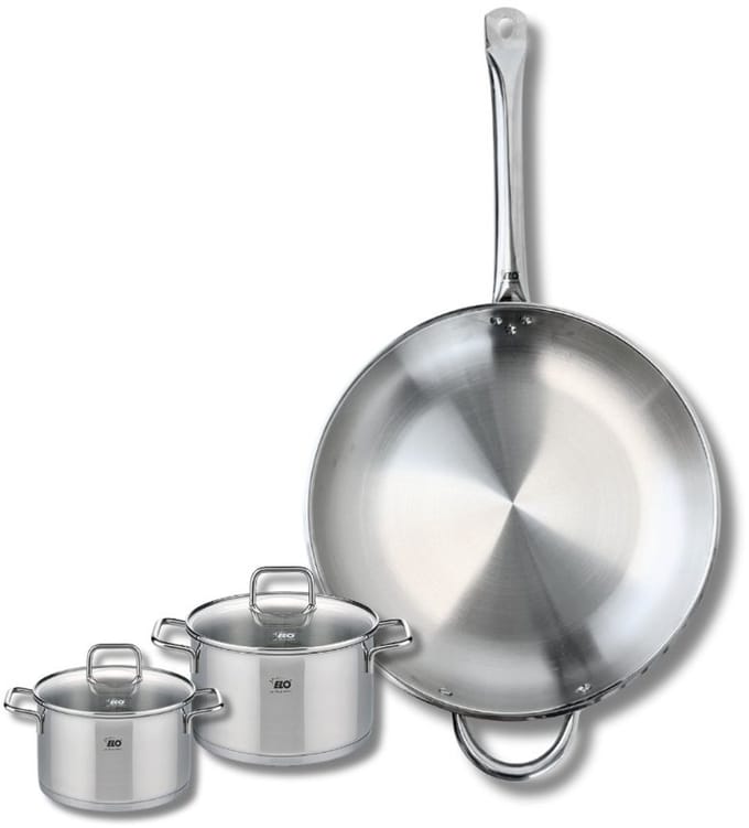 Set van 1 Koekenpan 32 cm en 2 kookpotten 12 en 14 cm Elo Profi Citrin