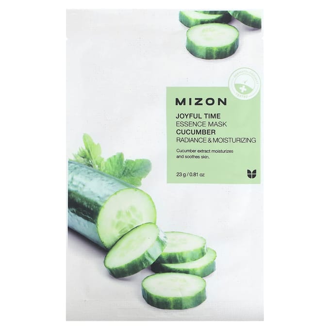 Mizon, Joyful Time Essence Beauty Mask, Cucumber, 1 sheet mask, 23g (0.81oz) beige