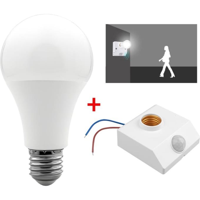 Ampoule E27 avec détecteur de mouvement PIR Douille E27 Convertisseur de douille Ampoule LED E27 Base de lampe Interrupteur intelligent Porte-lampe