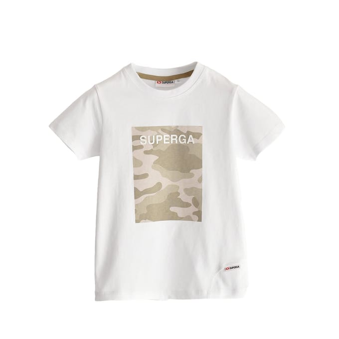 Superga Kinder/Kids Camo Logo T-shirt met kapmouw (Wit)