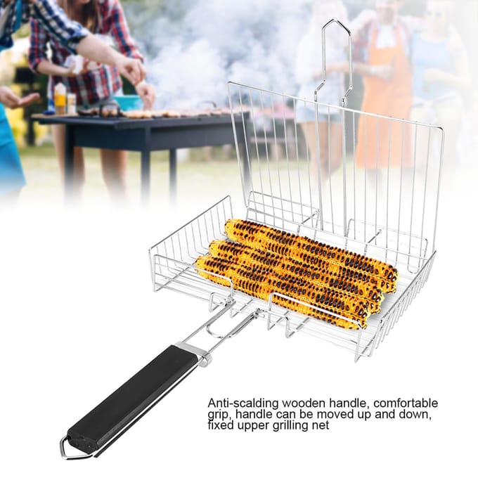 BBQ Net Vierkant Gegrilde Vis Kip Net Klem Handheld Grill Gaas Draadklem white