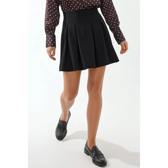 Plissé Mini Rok met Ritsluiting