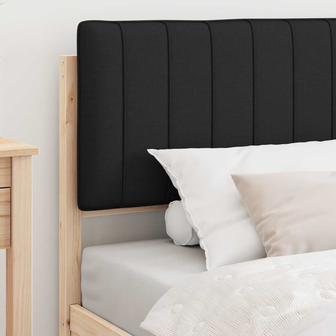 vidaXL - Bedframe - met - Gevoerde - Hoofdbord - Zwart - 100 - x - 200 - cm