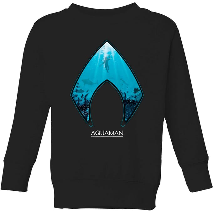Aquaman Deep kindertrui - Zwart - 122/128 (7-8 jaar)