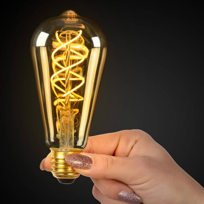 Lucide ST64 TWILIGHT SENSOR - Filament lamp - Ø 6,4 cm - LED - E27 - 1x4W 2200K - Dag/nacht sensor - Amber
