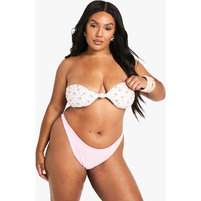 boohoo Dames Plus Swimwear Essentials String Bikini Onderstukken | Pink | Maat: 18