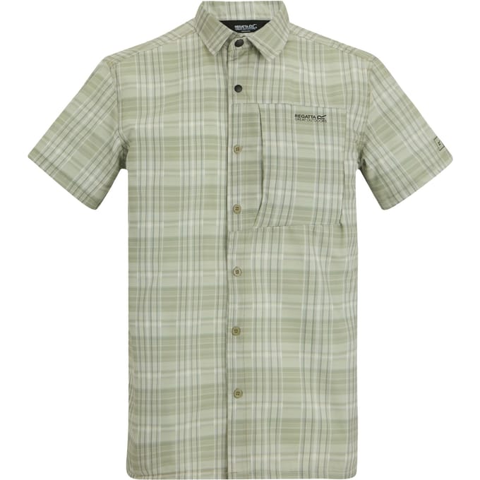 Regatta Heren Geruit Insectenwerend Reisshirt met Korte Mouwen (Lichte Salie)