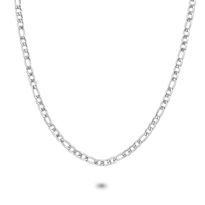 Twice As Nice Halsketting in edelstaal, figaro ketting 3 mm 40cm+5cm