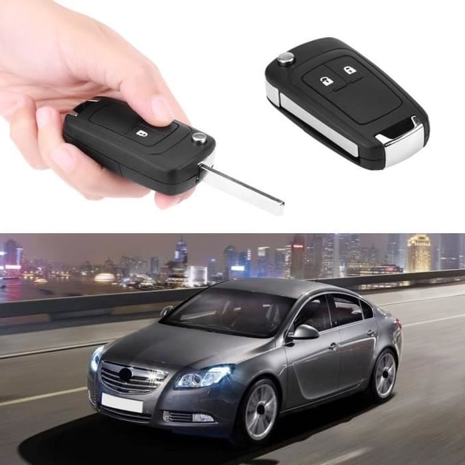 Cuque coque de clé à 2 boutons Étui à télécommande pliable à 2 boutons pour clé de voiture pour Vauxhall Opel Astra Insignia black