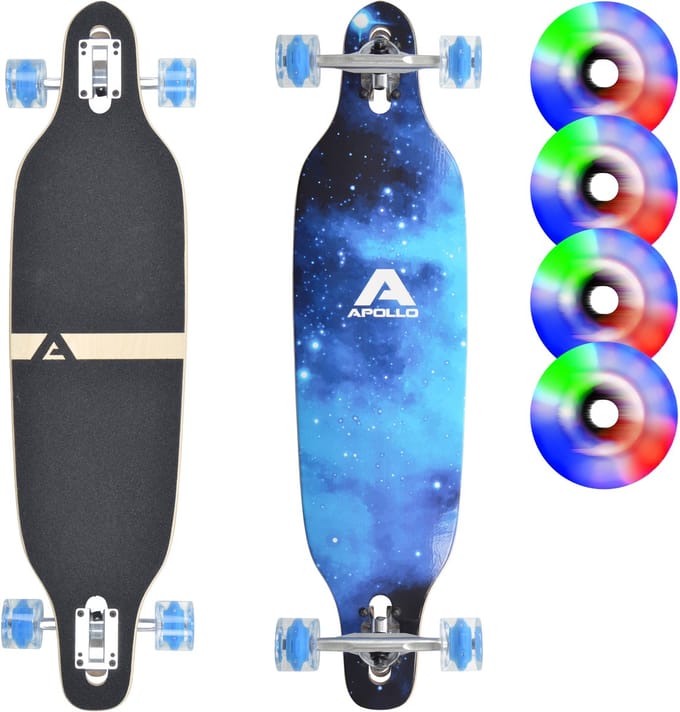 Apollo Twin Tip DT Longboard Blue Sky - LED Wheels