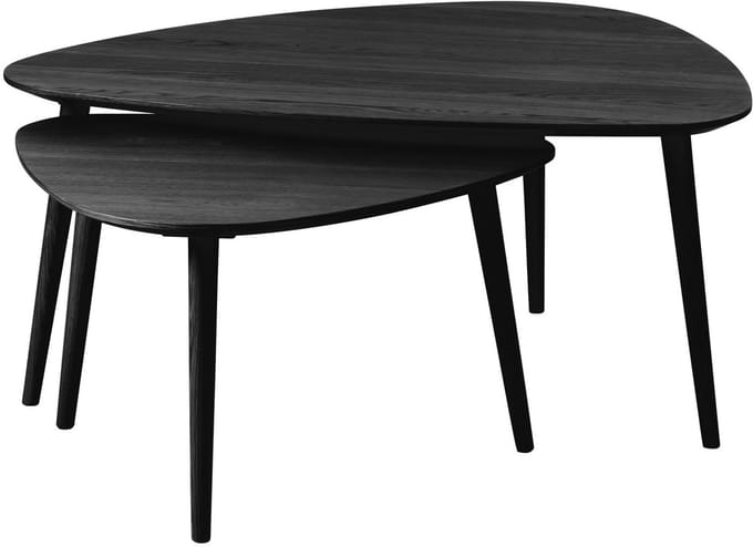 Salontafel Driehoekig Zwart - Eikenhout - Set van 2 - House Nordic