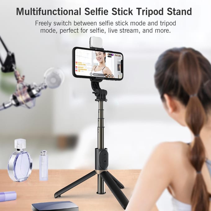 Draadloze BT Afstandsbediening Selfie Stick van Aluminiumlegering Multifunctionele Draagbare Statiefstandaard met zwart