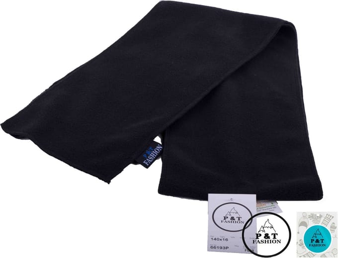 P&T Kinder Sjaal - Micro Fleece - Zwart - 140 x 16 cm