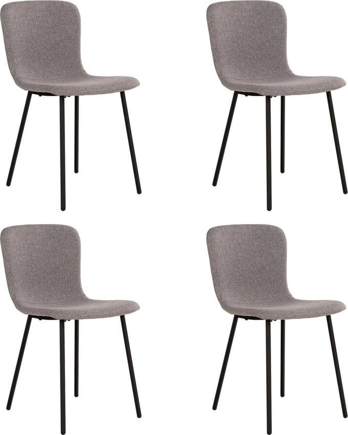 QUVIO Grijze eetkamerstoelen Logan - Eetkamerstoel - Eetstoel grijs - Eetkamer stoelen - Polyester - Staal - Lichtgrijs - Set van 4