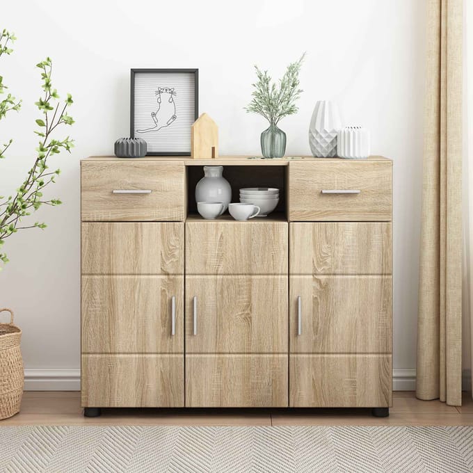 vidaXL - Houten - Kast - Sonoma - Eik - Bewerkt - hout