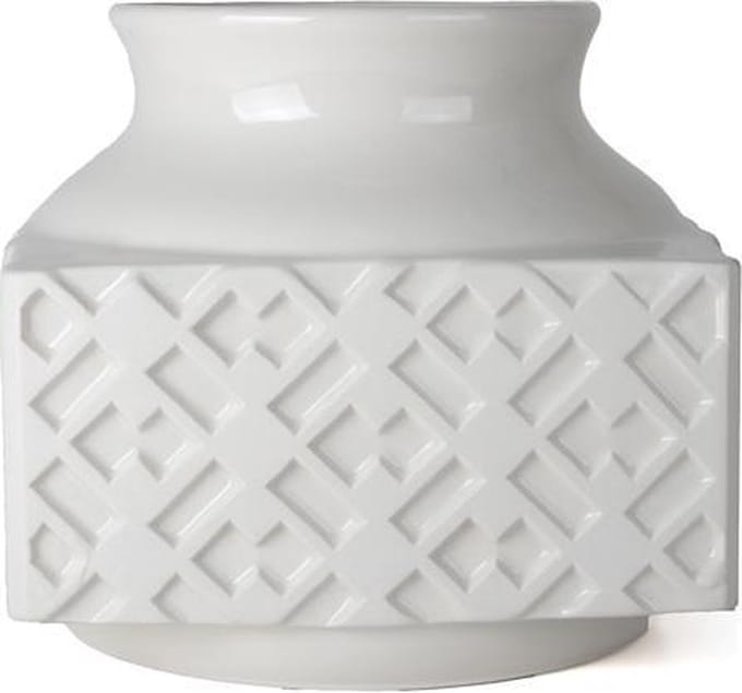 Suai Keramische Vaas Wit 16 cm - Handgemaakt - Mat/Glanzend Effect - Fair Trade