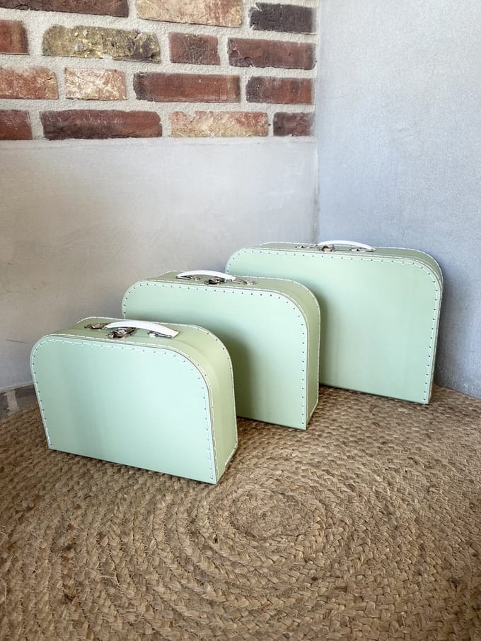 Set van 3 koffertjes karton mintgroen