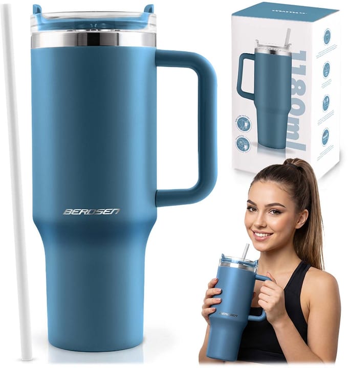 Berdsen Serie - Thermosfles met Rietje - 1180ml - Granat