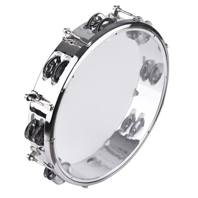 Tamboerijn Handbel Handtrommel met percussie-instrument met dubbele rij jingles 10-inch